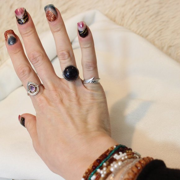 💕 Natural Amethyst February Birthstone Healing Round Sterling Ring size 4 💕 - Picture 3 of 5